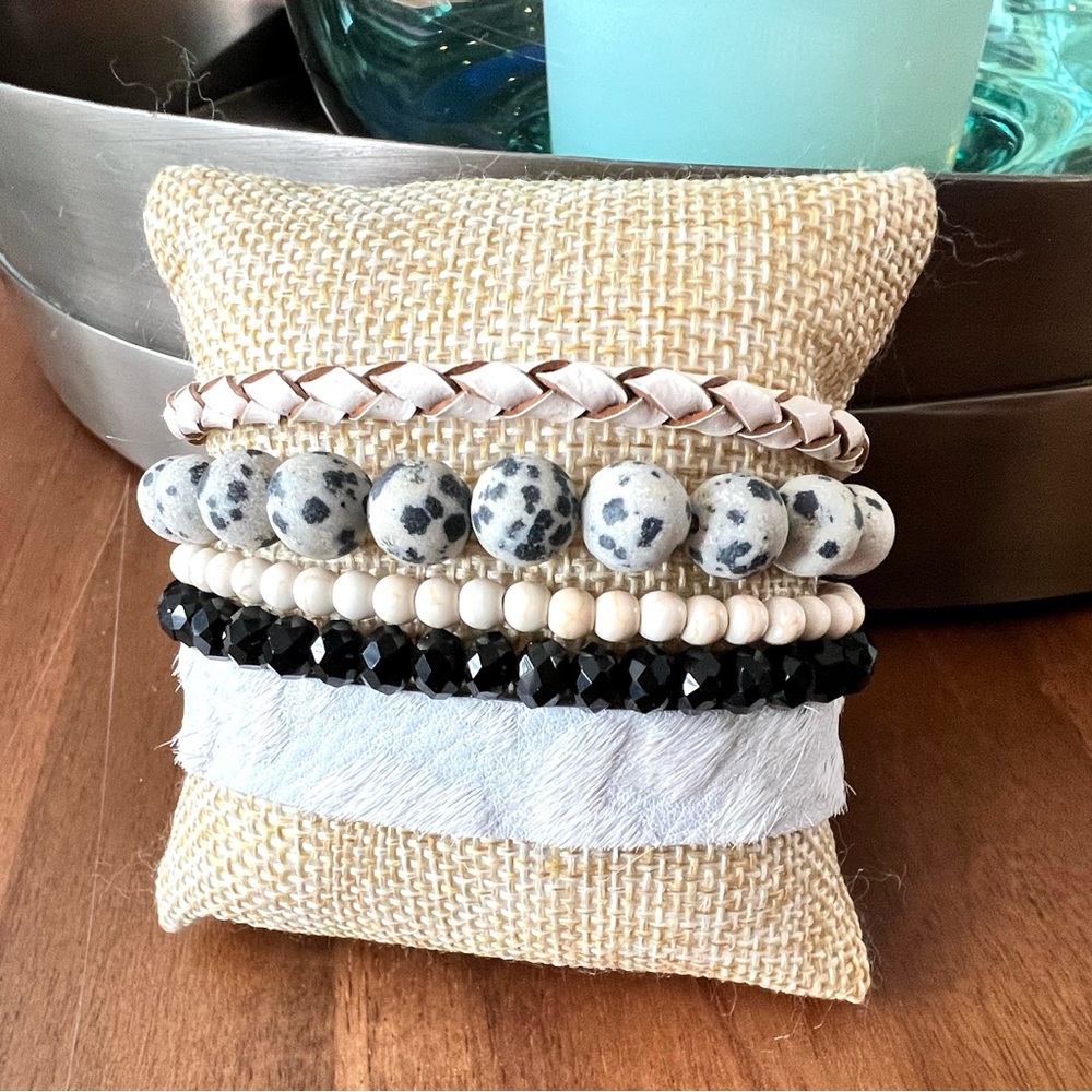 Victoria Emerson Dalmatian Beaded Magnetic Bracelet